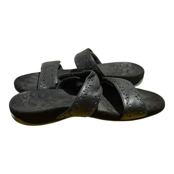 Vionic Belize Black Leather Orthotic Slide Sandals Women's Size 8 Adjustable - Picture 7 of 8